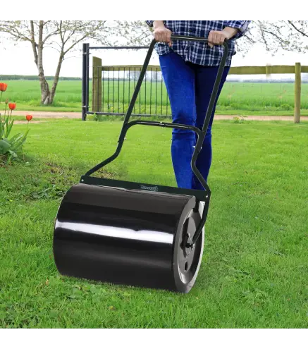 Apisonadora de Césped para Jardín Rodillo para Césped con Capacidad de 60L Rellenable con Arena o Agua Diámetro de 50cm