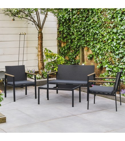 Conjunto 4 Piezas Muebles de Ratán