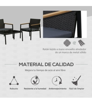 Conjunto 4 Piezas Muebles de Ratán