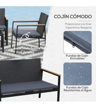 Conjunto 4 Piezas Muebles de Ratán