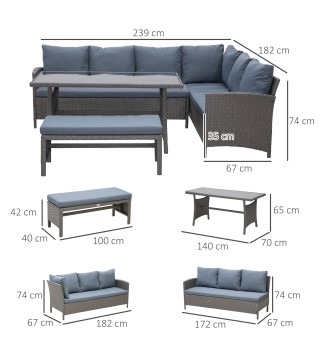 Conjunto 4 Piezas Muebles de Ratán
