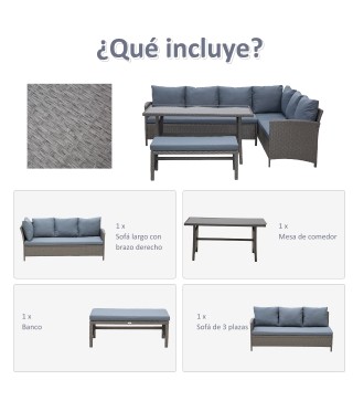 Conjunto 4 Piezas Muebles de Ratán