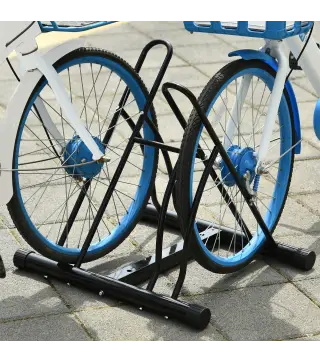 Soporte para Aparcar 2 Bicicletas, Aparcamiento Estacionamiento para Bicis, Inferir 65mm de Ancho, Fácil de Montar, Almohadilla
