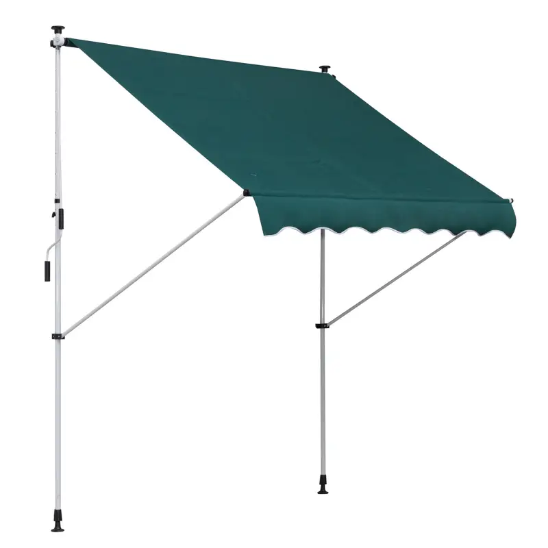 Toldo Manual Retráctil 200x150x170-280 cm para Balcón y Terraza con Altura Ajustable con Manivela Verde