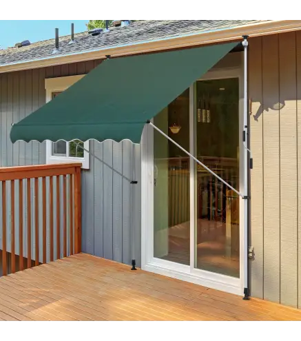 Toldo Manual Retráctil 200x150x170-280 cm para Balcón y Terraza con Altura Ajustable con Manivela Verde