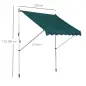 Toldo Manual Retráctil 200x150x170-280 cm para Balcón y Terraza con Altura Ajustable con Manivela Verde