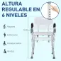 Silla para Ducha Taburete de Ducha Antideslizante con Altura Ajustable y Reposabrazos Regulable Carga 136 kg
