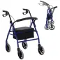 Andador para Adultos Plegable Con Almacenaje Asiento y Frenos 65x53x79-89 cm Azul y Negro Andador para Adultos Plegable Con Almacenaje Asiento y Frenos 65x53x79-89 cm Azul y Negro