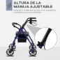 Andador para Adultos Plegable Con Almacenaje Asiento y Frenos 65x53x79-89 cm Azul y Negro