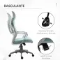 Silla de Escritorio Silla de Oficina Ergonómica Ajustable con Reposabrazos Reposacabezas y Función Basculante 64x55x116-126 cm A