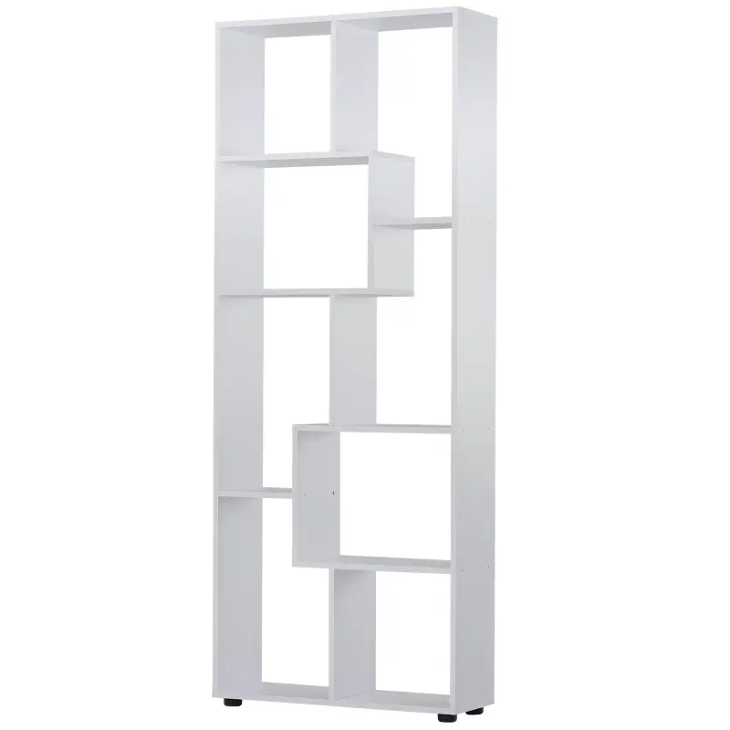 Estantería Moderna, Biblioteca Estrecha con 8 Estantes, Librería para Salón, Dormitorio, Estudio, Oficina, 70x24x178 cm, Blanco
