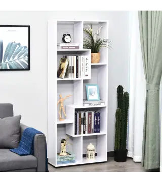 Estantería Moderna, Biblioteca Estrecha con 8 Estantes, Librería para Salón, Dormitorio, Estudio, Oficina, 70x24x178 cm, Blanco