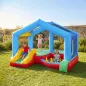 Castillo Hinchable para Niños con Soplador Tobogán Cama Elástica Piscina de Pelotas Juego de Aros Toldo