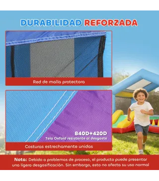 Castillo Hinchable para Niños con Soplador Tobogán Cama Elástica Piscina de Pelotas Juego de Aros Toldo
