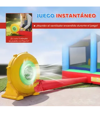 Castillo Hinchable para Niños con Soplador Tobogán Cama Elástica Piscina de Pelotas Juego de Aros Toldo