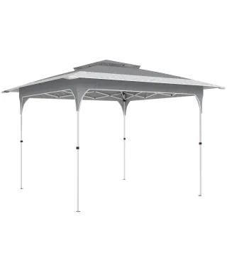 Carpa Plegable 3,5x3,5 m Pop-up con Altura Ajustable 3 Niveles Doble Techo Cierre Central y Bolsa UPF50+ Gris