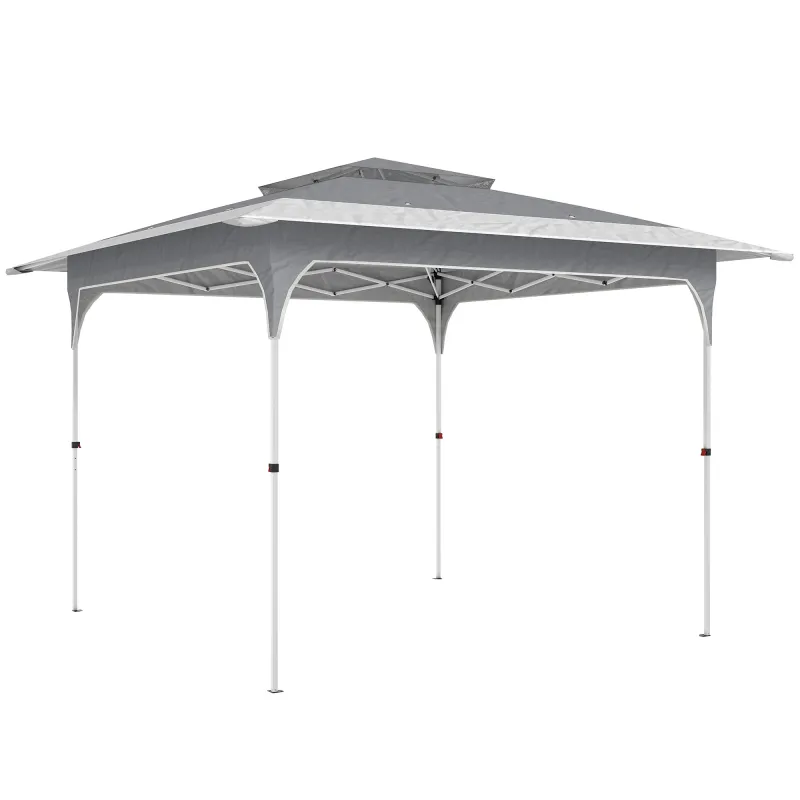 Carpa Plegable 3,5x3,5 m Pop-up con Altura Ajustable 3 Niveles Doble Techo Cierre Central y Bolsa UPF50+ Gris