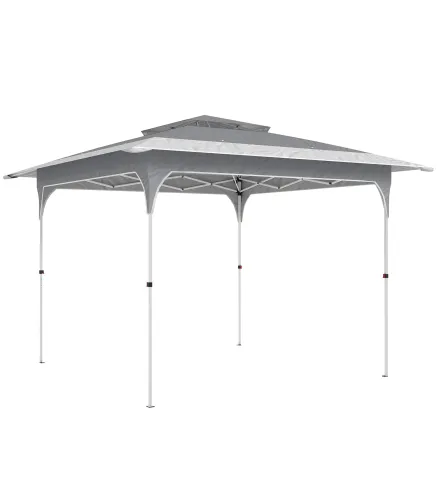 Carpa Plegable 3,5x3,5 m Pop-up con Altura Ajustable 3 Niveles Doble Techo Cierre Central y Bolsa UPF50+ Gris