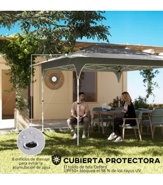 Carpa Plegable 3,5x3,5 m Pop-up con Altura Ajustable 3 Niveles Doble Techo Cierre Central y Bolsa UPF50+ Gris