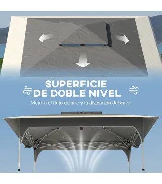 Carpa Plegable 3,5x3,5 m Pop-up con Altura Ajustable 3 Niveles Doble Techo Cierre Central y Bolsa UPF50+ Gris