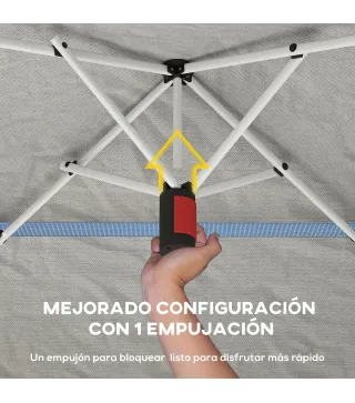 Carpa Plegable 3,5x3,5 m Pop-up con Altura Ajustable 3 Niveles Doble Techo Cierre Central y Bolsa UPF50+ Gris