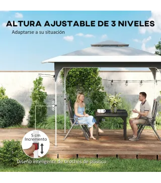 Carpa Plegable 3,5x3,5 m Pop-up con Altura Ajustable 3 Niveles Doble Techo Cierre Central y Bolsa UPF50+ Gris