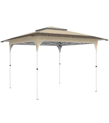 Carpa Plegable 3,5x3,5 m Pop-up con Altura Ajustable 3 Niveles Doble Techo Cierre Central y Bolsa UPF50+ Caqui