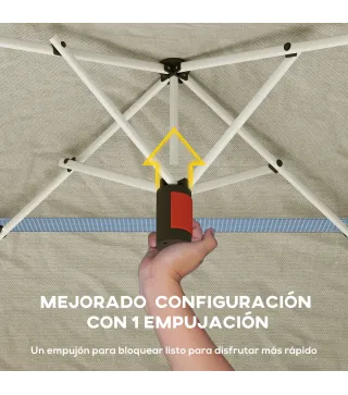 Carpa Plegable 3,5x3,5 m Pop-up con Altura Ajustable 3 Niveles Doble Techo Cierre Central y Bolsa UPF50+ Caqui