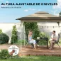 Carpa Plegable 3,5x3,5 m Pop-up con Altura Ajustable 3 Niveles Doble Techo Cierre Central y Bolsa UPF50+ Caqui
