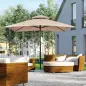 Parasol de Jardín de Metal 3x3x3 m con Doble Techo Impermeable y Manivela para Terraza Balcón Exterior Beige