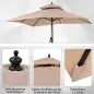 Parasol de Jardín de Metal 3x3x3 m con Doble Techo Impermeable y Manivela para Terraza Balcón Exterior Beige