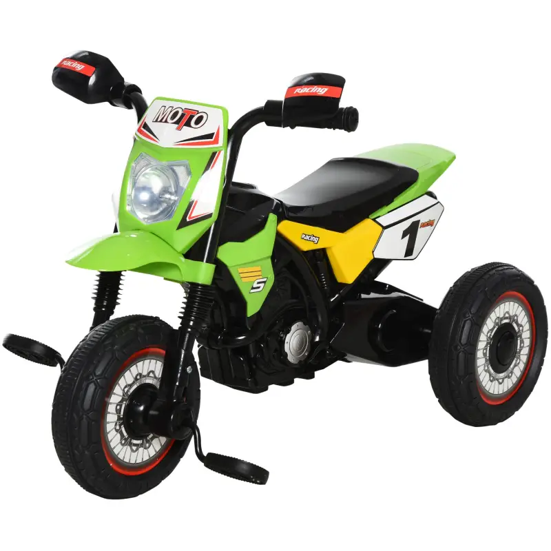 Moto Correpasillos para Niños de 18-36 Meses Triciclo para Niños con 3 Ruedas Luces y Músicas 71x40x51 cm Verde