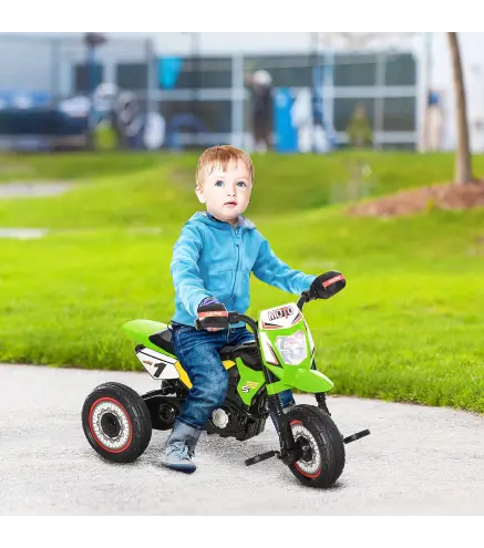 Moto Correpasillos para Niños de 18-36 Meses Triciclo para Niños con 3 Ruedas Luces y Músicas 71x40x51 cm Verde