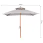 Sombrilla de Jardín 3x3x3 m con Doble Techo Sistema de Polea Impermeable para Terraza Balcón Exterior Gris