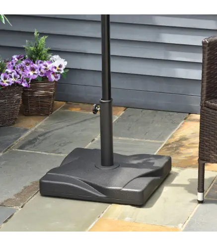 Base para Sombrilla de 20 kg Apta para Postes de Parasol de Ø32mm Ø38mm o Ø48mm 41,5x41,5x33cm Negro