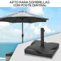 Base para Sombrilla de 20 kg Apta para Postes de Parasol de Ø32mm Ø38mm o Ø48mm 41,5x41,5x33cm Negro