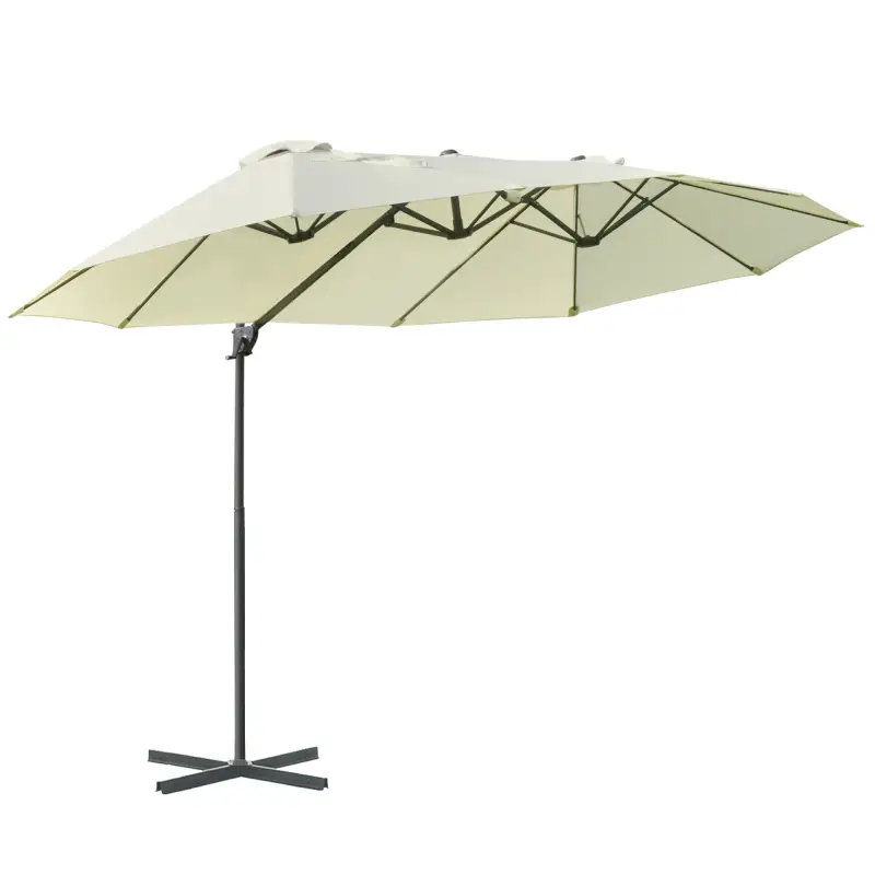 Sombrilla Doble de 270x445x260 cm Parasol Grande Inclinable con Manivela para Abrir y Cerrar Fácil Color Beige