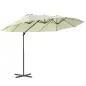 Sombrilla Doble de 270x445x260 cm Parasol Grande Inclinable con Manivela para Abrir y Cerrar Fácil Color Beige