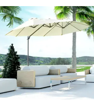 Sombrilla Doble de 270x445x260 cm Parasol Grande Inclinable con Manivela para Abrir y Cerrar Fácil Color Beige