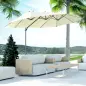 Sombrilla Doble de 270x445x260 cm Parasol Grande Inclinable con Manivela para Abrir y Cerrar Fácil Color Beige