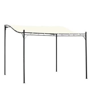 Cenador de Jardín 3x3 m Pérgola con Toldo y 16 Orificios de Drenaje para Patio Terraza Metal y Poliéster 180 g/m² Resistente Cre