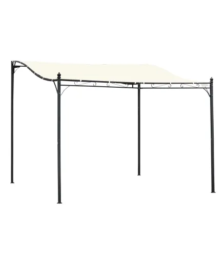 Cenador de Jardín 3x3 m Pérgola con Toldo y 16 Orificios de Drenaje para Patio Terraza Metal y Poliéster 180 g/m² Resistente Cre