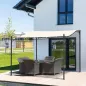 Cenador de Jardín 3x3 m Pérgola con Toldo y 16 Orificios de Drenaje para Patio Terraza Metal y Poliéster 180 g/m² Resistente Cre