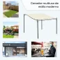 Cenador de Jardín 3x3 m Pérgola con Toldo y 16 Orificios de Drenaje para Patio Terraza Metal y Poliéster 180 g/m² Resistente Cre