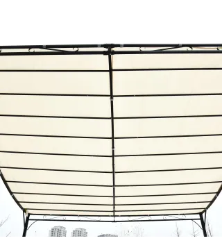 Cenador de Jardín 3x3 m Pérgola con Toldo y 16 Orificios de Drenaje para Patio Terraza Metal y Poliéster 180 g/m² Resistente Cre