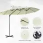 Sombrilla Doble de 270x445x260 cm Parasol Grande Inclinable con Manivela para Abrir y Cerrar Fácil Color Beige