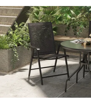 Conjunto de 2 Sillas Plegables para Exterior con Reposabrazos para Jardín Terraza Carga 110 kg 58x64x94 cm Negro