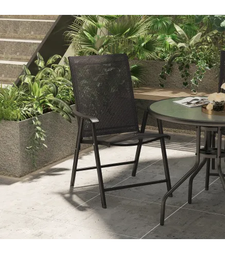 Conjunto de 2 Sillas Plegables para Exterior con Reposabrazos para Jardín Terraza Carga 110 kg 58x64x94 cm Negro