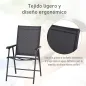 Conjunto de 2 Sillas Plegables para Exterior con Reposabrazos para Jardín Terraza Carga 110 kg 58x64x94 cm Negro