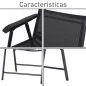 Conjunto de 2 Sillas Plegables para Exterior con Reposabrazos para Jardín Terraza Carga 110 kg 58x64x94 cm Negro